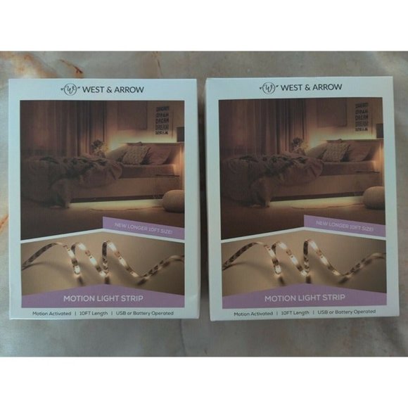(2) x 10 ft West & Arrow Motion Activated LED Light Strips Cuttable Warm White - Picture 1 of 7